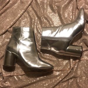 Silver Metallic Ankle Boots